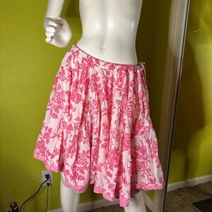 Unknown Brand Pink Floral Adjustable Midi Skirt